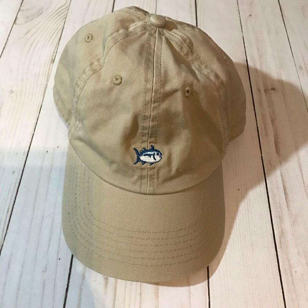 Southern Tide fine Apparel beige khaki hat fish baseball cap adjustable